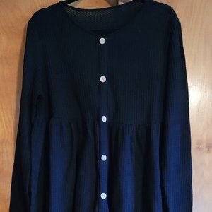 Black Waffle Fabric Maternity Top